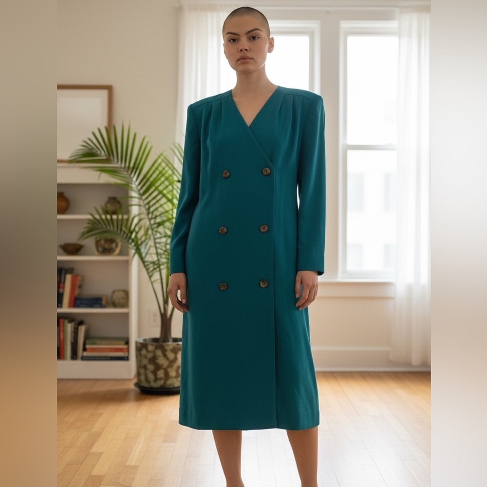 Vintage union made Lilli Ann dress, buttons and shoulder pads